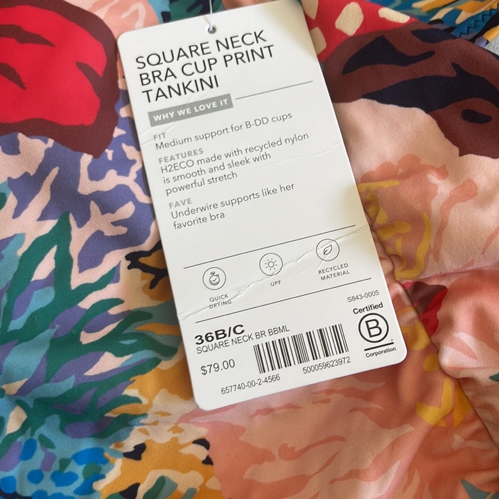 - ATHLETA bora bora square neck bra cup print tankini top NWT and NWOT all NEW